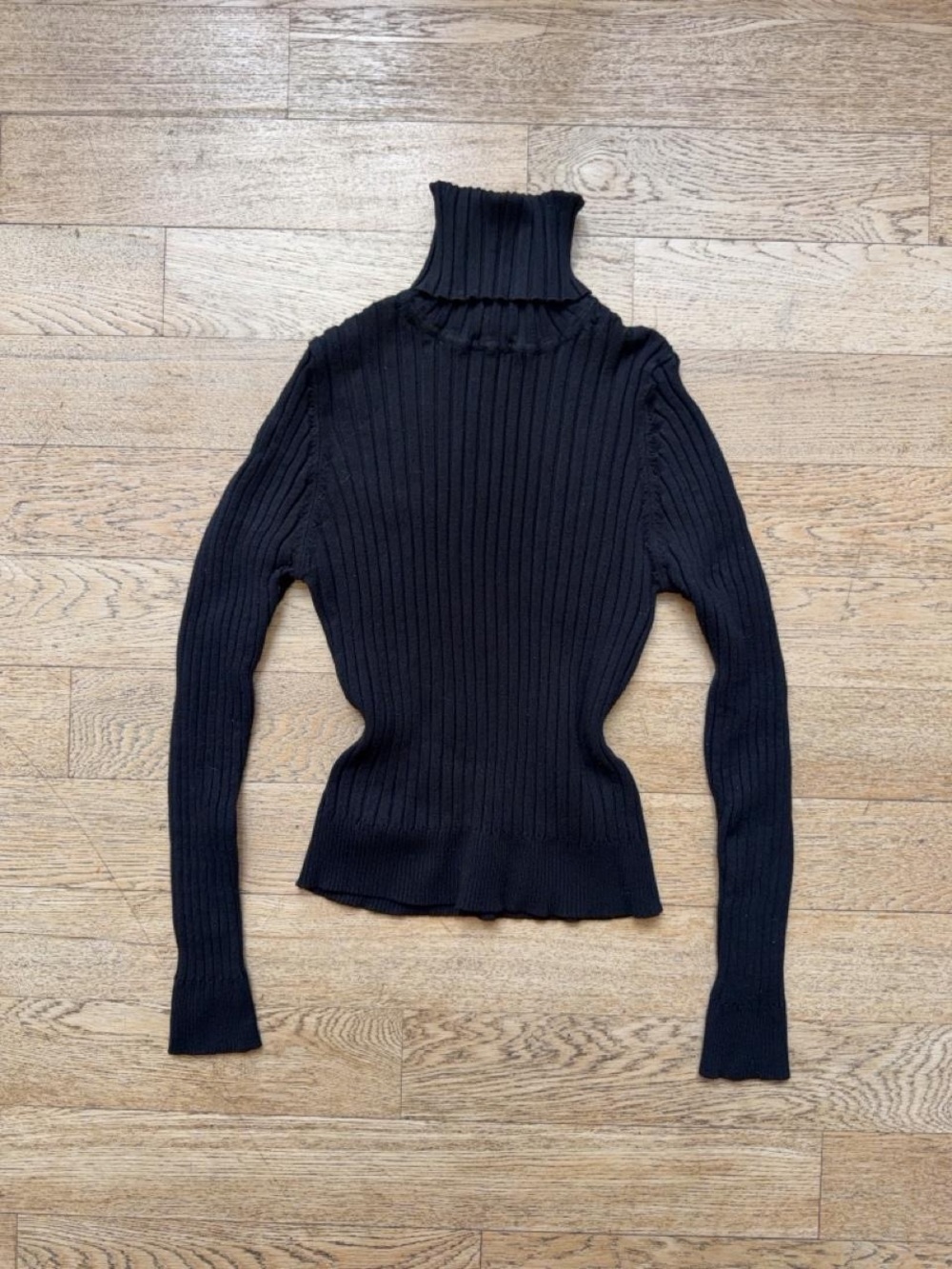 Zara Knit Black Ribbed Turtleneck Sweater Top